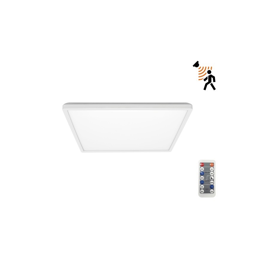Applique LED pour salle de bain avec détecteur de mouvement et crépuscule NIVERA LED/12W/230V IP54 3000/4000/6000K 22,5x22,5 cm blanc + télécommande