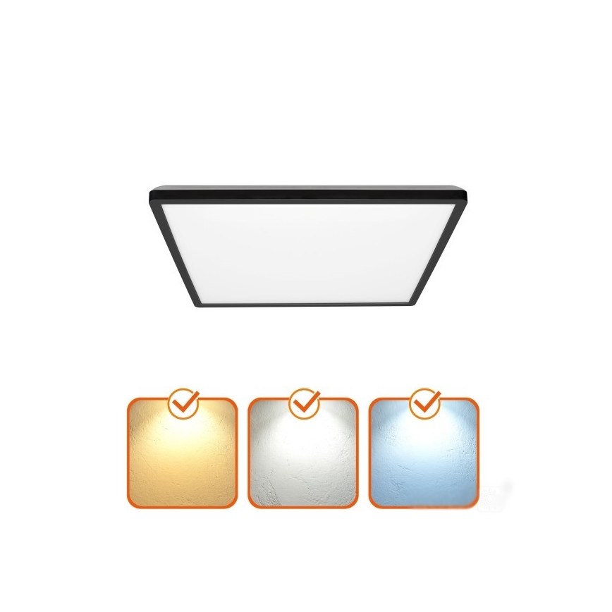 Applique LED pour salle de bain avec détecteur de mouvement et crépuscule NIVERA LED/12W/230V IP54 3000/4000/6000K 22,5x22,5 cm noir + télécommande