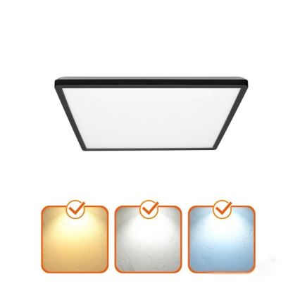 Applique LED pour salle de bain avec détecteur de mouvement et crépuscule NIVERA LED/18W/230V IP54 3000/4000/6000K 30x30 cm noir + télécommande