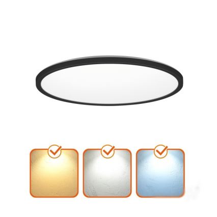 Applique LED pour salle de bain avec détecteur de mouvement et crépuscule NIVERA LED/18W/230V IP54 3000/4000/6000K Ø 30 cm noir + télécommande