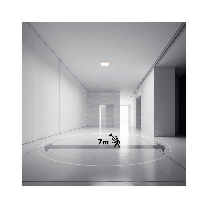 Applique de salle de bain LED avec capteur de mouvement et crépuscule NIVERA LED/24W/230V IP54 3000/4000/6000K 30x30 cm blanc + télécommande