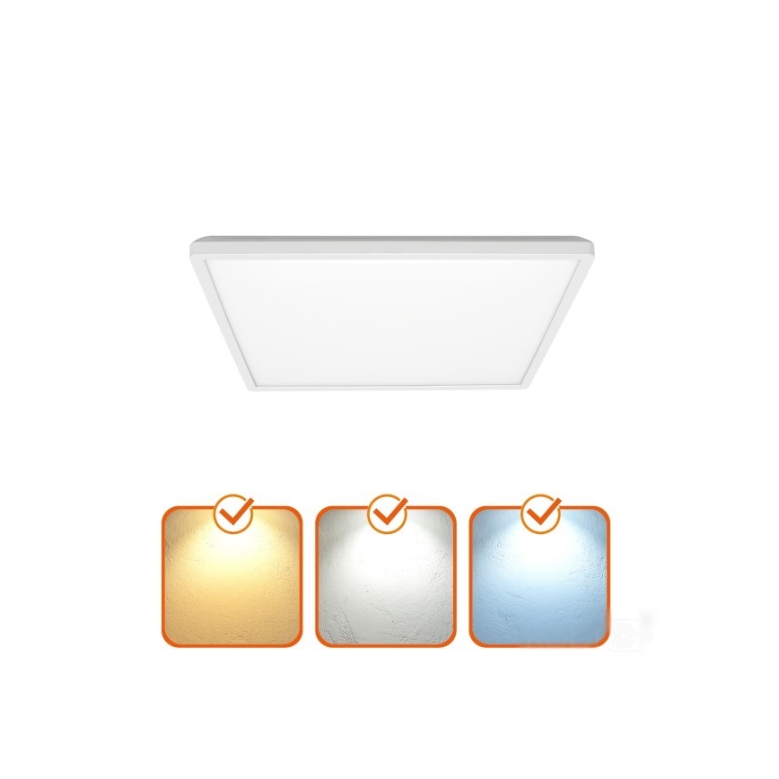 Applique de salle de bain LED avec capteur de mouvement et crépuscule NIVERA LED/24W/230V IP54 3000/4000/6000K 30x30 cm blanc + télécommande