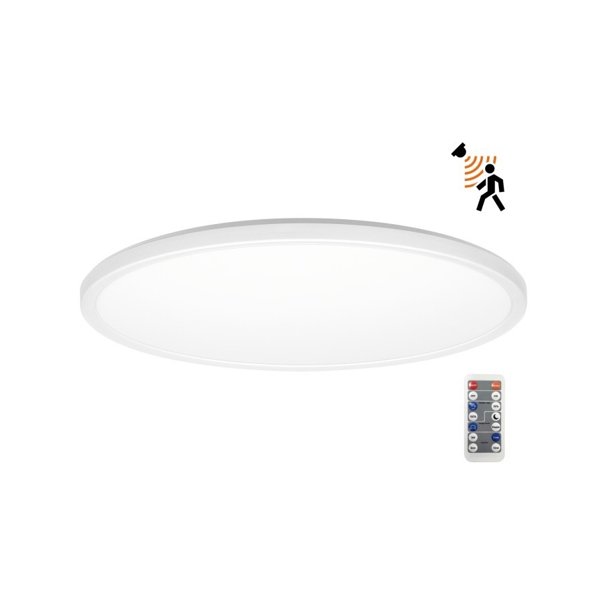 Applique LED pour salle de bain avec détecteur de mouvement et crépuscule NIVERA LED/32W/230V IP54 3000/4000/6000K Ø 42 cm blanc + télécommande
