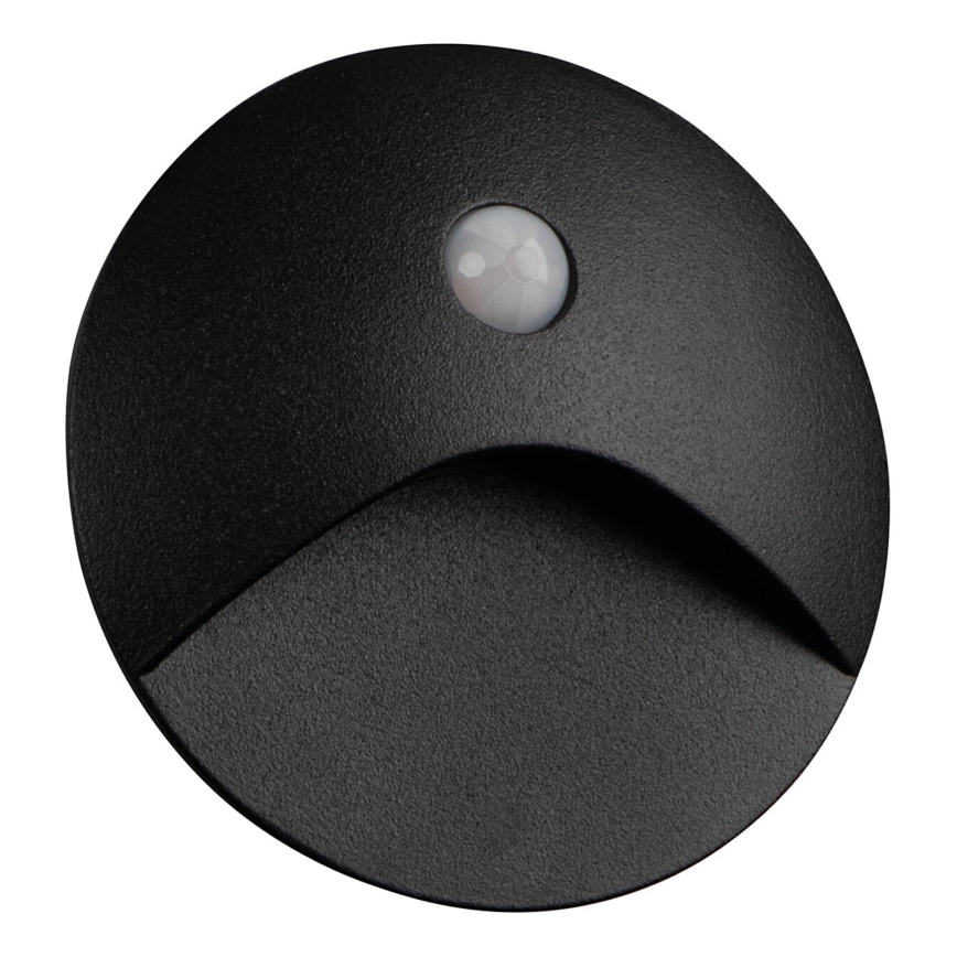 Applique LED pour escalier avec détecteur de mouvement et détecteur crépusculaire EXIN LED/2,5W/230V 4000K IP65 noire, ronde