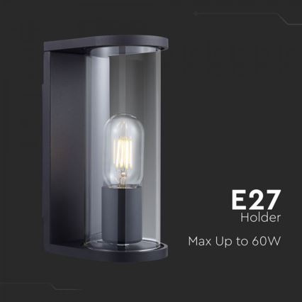 Applique murale d'extérieur 1xE27/60W/230V IP44 noire/verre fumé