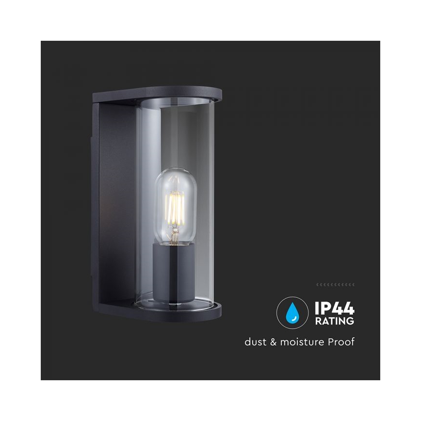 Applique murale d'extérieur 1xE27/60W/230V IP44 noire/verre fumé