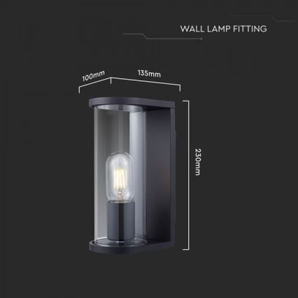 Applique murale d'extérieur 1xE27/60W/230V IP44 noire/verre fumé