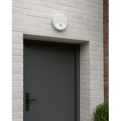 Applique murale d'extérieur LED avec détecteur de mouvement, 18 W/230 V, IP44, blanche
