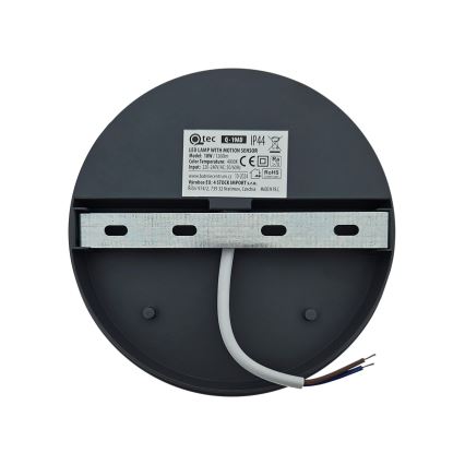 Applique murale d'extérieur LED avec détecteur de mouvement — 18 W, 230 V, IP44, blanche