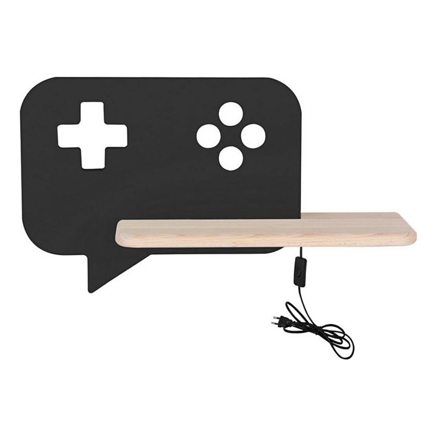 Applique murale enfant avec étagère CONSOLE LED/5W/230V noir