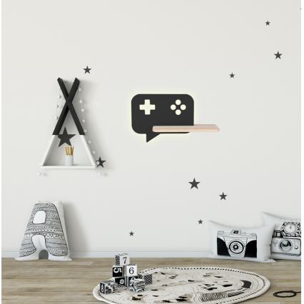 Applique murale enfant avec étagère CONSOLE LED/5W/230V noir