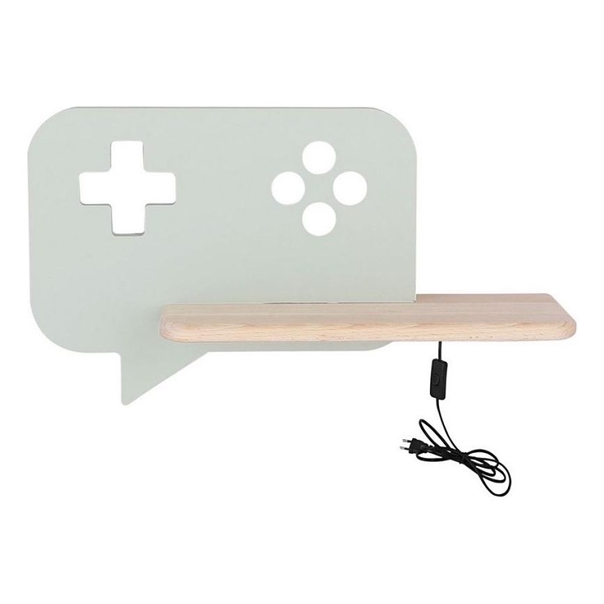 Applique murale enfant avec étagère CONSOLE LED/5W/230V vert