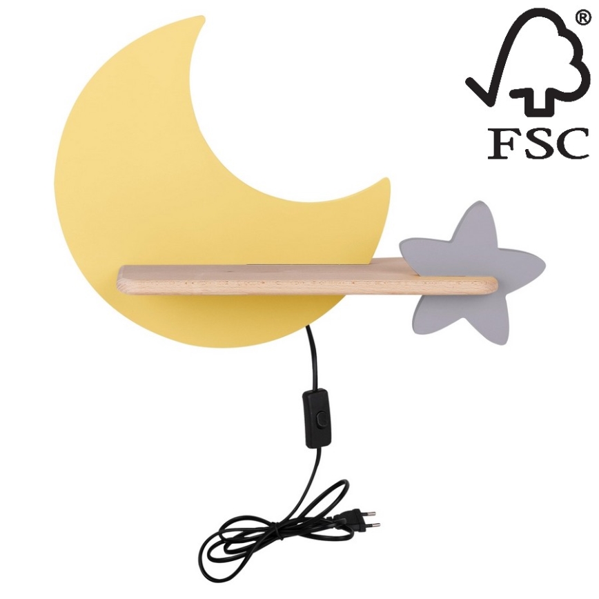 Applique murale enfant avec étagère MOON LED/5W/230V