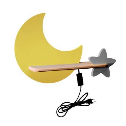 Applique murale enfant avec étagère MOON LED/5W/230V