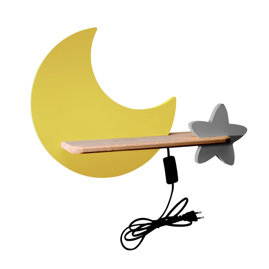 Applique murale enfant avec étagère MOON LED/5W/230V