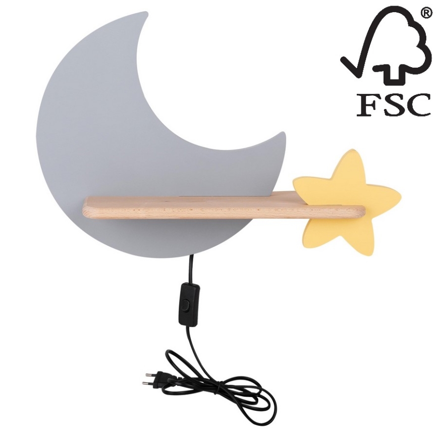 Applique murale enfant avec étagère MOON LED/5W/230V