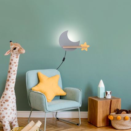 Applique murale enfant avec étagère MOON LED/5W/230V