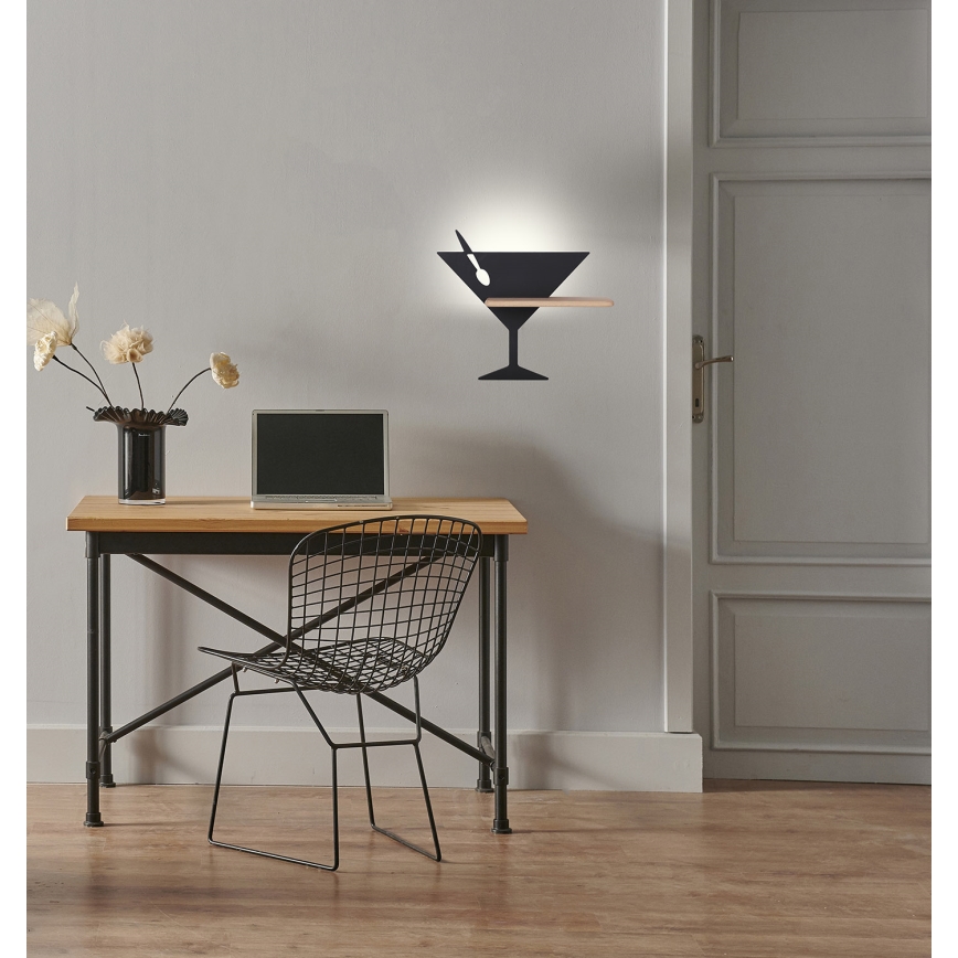 Applique murale enfant avec étagère PICCOLO LED/4W/230V noir/bois