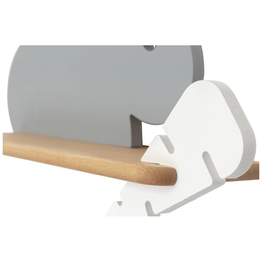 Applique murale enfant avec étagère RABBIT LED/4W/230V gris/blanc/bois