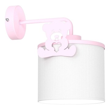 Applique murale enfant SWEET 1xE27/15W/230V blanc/rose/ourson