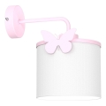 Applique murale enfant SWEET 1xE27/15W/230V blanc/rose/papillon