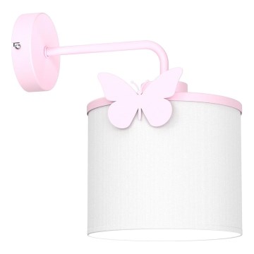 Applique murale enfant SWEET 1xE27/15W/230V blanc/rose/papillon
