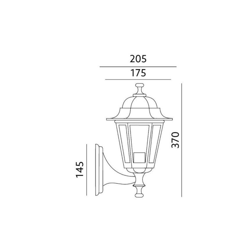 Applique murale filaire noire indus IP44, culot E27, 60W max