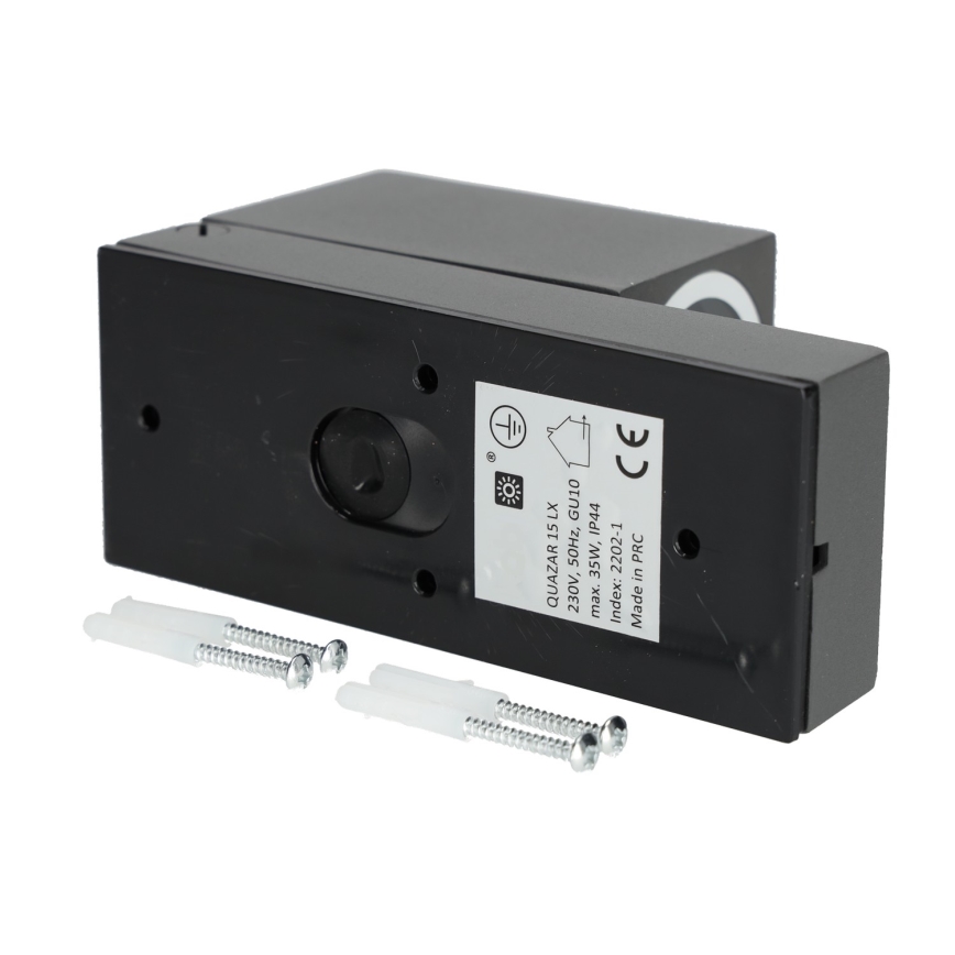 Applique murale extérieur avec capteur QUAZAR 1xGU10/35W/230V IP44 grise