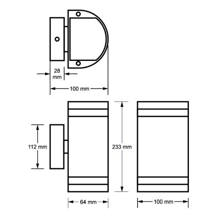 Applique murale extérieur KORTEK 2xGU10/30W/230V IP54 noire