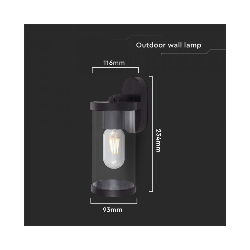 Applique murale extérieure 1xE27/60W/230V IP44 noir