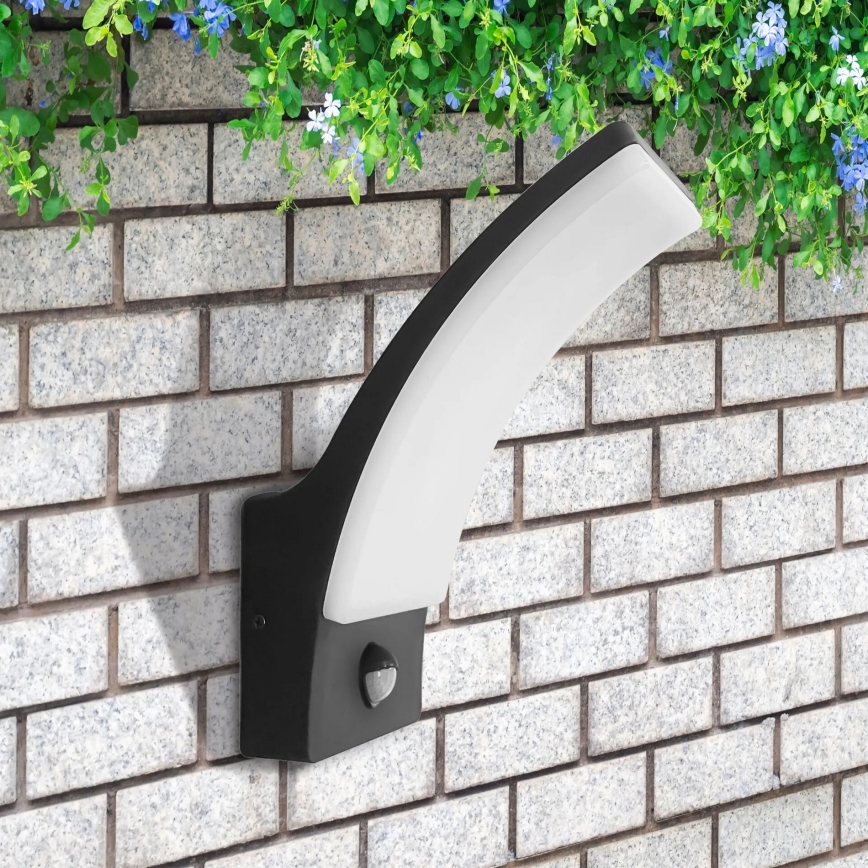 Applique murale extérieure avec détecteur AMY LED/12W/230V IP44 noir
