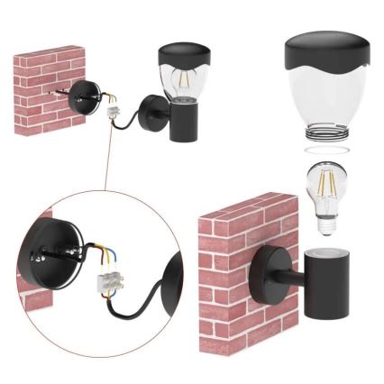 Applique murale extérieure avec détecteur ARTEO 1xE27/15W/230V IP44