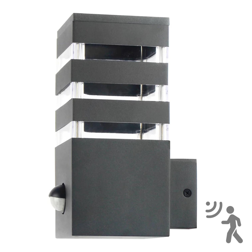 Applique murale extérieure avec détecteur TEKSAS 1xE27/12W/230V IP44 anthracite