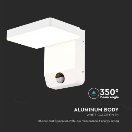 Applique murale extérieure flexible avec détecteur LED/17W/230V IP65 3000K blanc