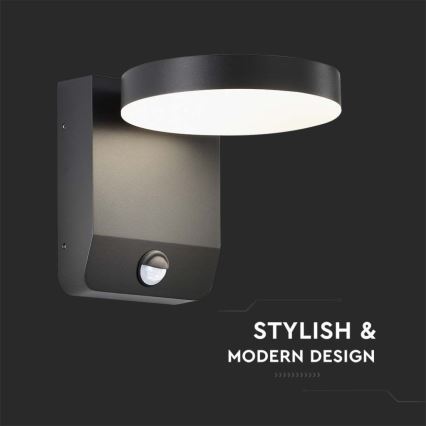 Applique murale extérieure flexible avec détecteur LED/17W/230V IP65 4000K noir