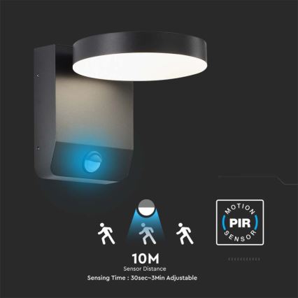 Applique murale extérieure flexible avec détecteur LED/17W/230V IP65 4000K noir