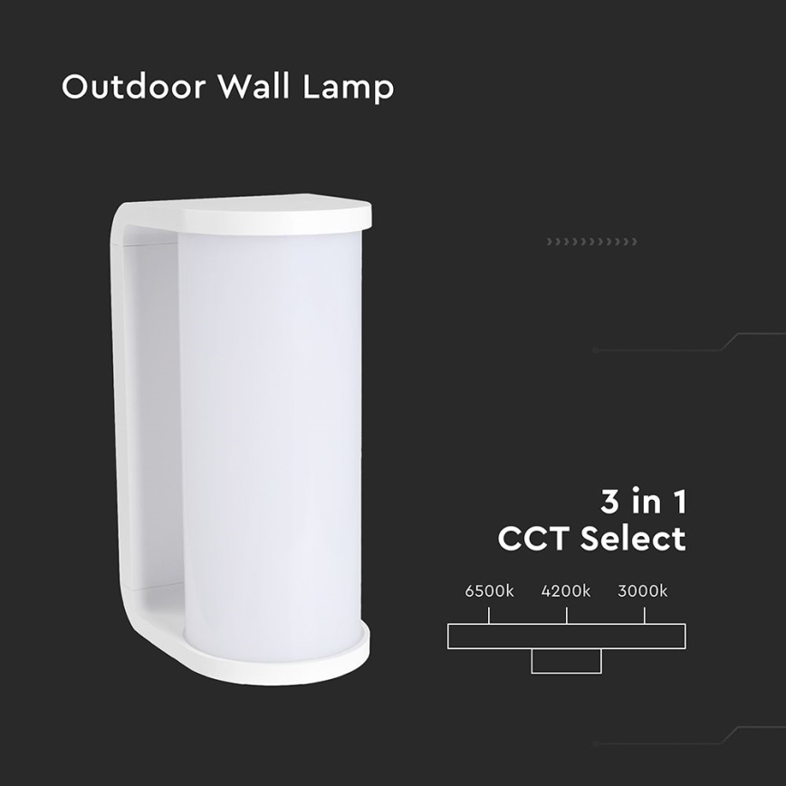 Applique murale extérieure LED/12W/230V 3000/4200/6500K IP65 blanc