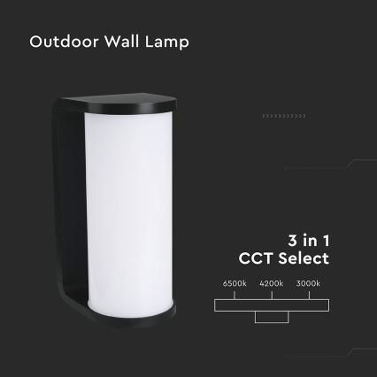 Applique murale extérieure LED/12W/230V 3000/4200/6500K IP65 noir