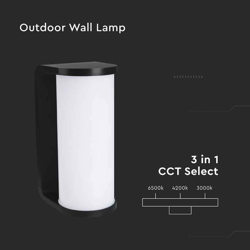 Applique murale extérieure LED/12W/230V 3000/4200/6500K IP65 noir