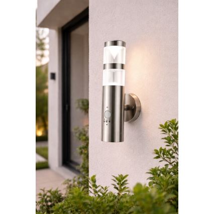 Applique murale extérieure LED avec capteur de mouvement 1xGU10/5W/230V IP44 chrome mat