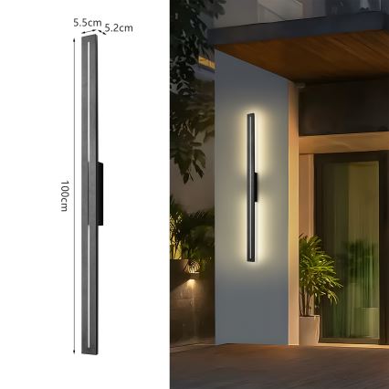 Brilagi - Applique murale extérieure LINEO LED/24W/230V 3000K IP65 100 cm noire