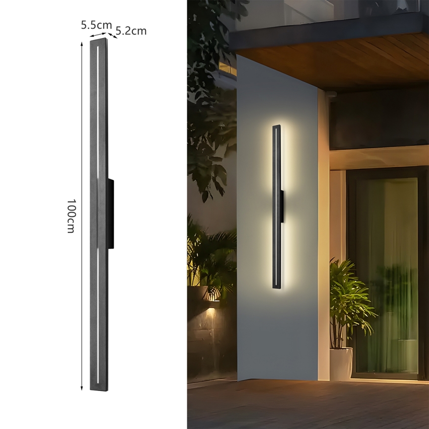 Brilagi - Applique murale extérieure LINEO LED/24W/230V 3000K IP65 100 cm noire