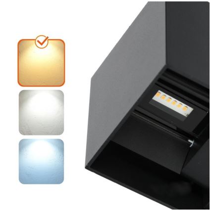 Applique murale extérieure QUERK 2xLED/3W/230V 3000K IP54 noir