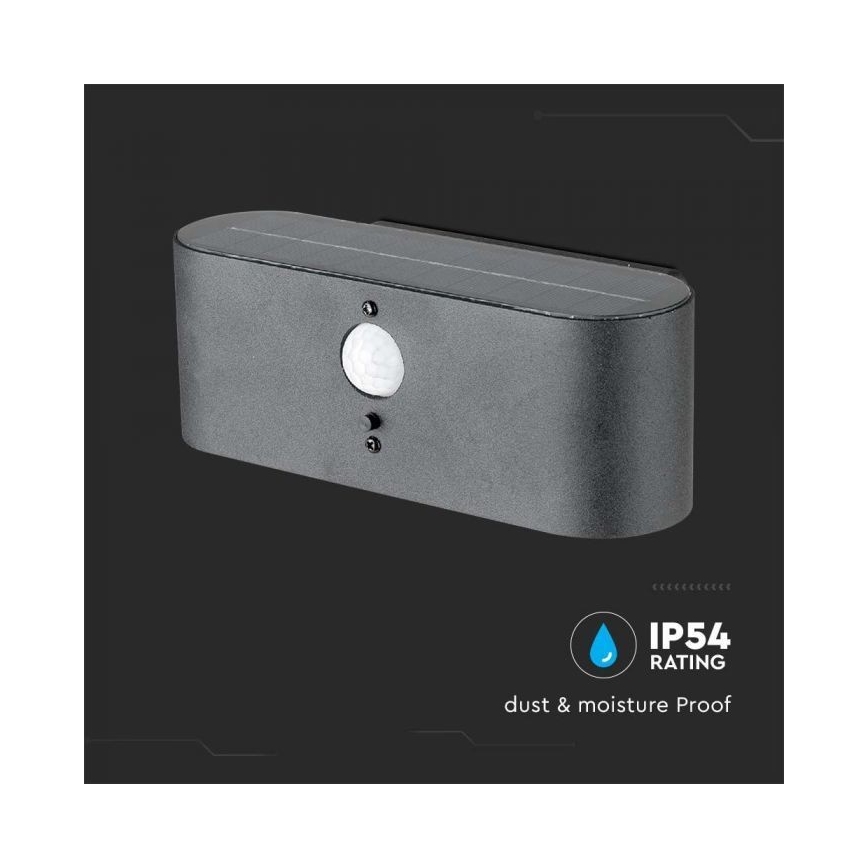 Applique murale extérieure solaire avec détecteur LED/2,5W/3,7V 3000K IP54 2000 mAh