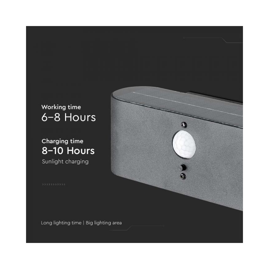 Applique murale extérieure solaire avec détecteur LED/2,5W/3,7V 3000K IP54 2000 mAh