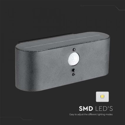 Applique murale extérieure solaire avec détecteur LED/2,5W/3,7V 3000K IP54 2000 mAh