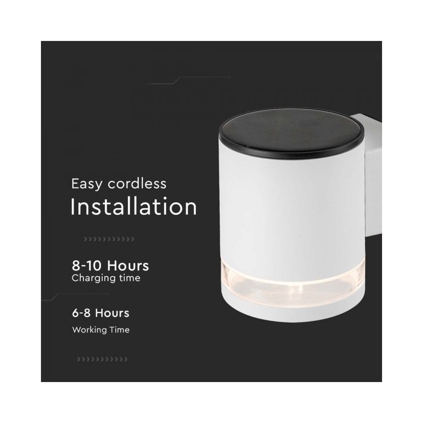 Applique murale extérieure solaire LED/1W/3,7V 3000K IP54 1200 mAh blanc