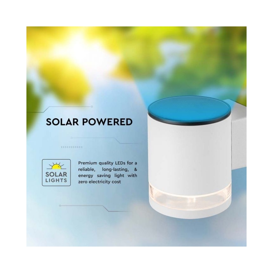 Applique murale extérieure solaire LED/1W/3,7V 3000K IP54 1200 mAh blanc