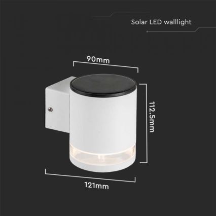 Applique murale extérieure solaire LED/1W/3,7V 3000K IP54 1200 mAh blanc
