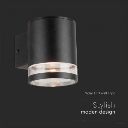 Applique murale extérieure solaire LED/1W/3,7V 3000K IP54 1200 mAh noir